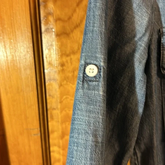 Gap Women’s chambray Long Sleeve Dress w/ elastic waist w/Drawstring size Small - Picture 3 of 8